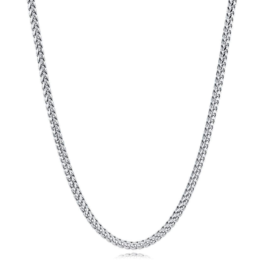 Italgem S. Steel 5mm-Round Franco Polished 24" Necklace
