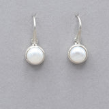 Button Pearl Drop Earrings