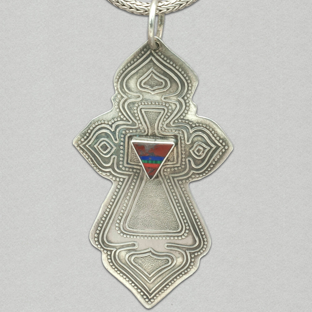 Tabra Vintage Embossed Sterling Silver Cross Pentant