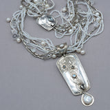 Tabra Beaded Pearl Necklace with Sterling Silver & Aquamarine Box Clasp