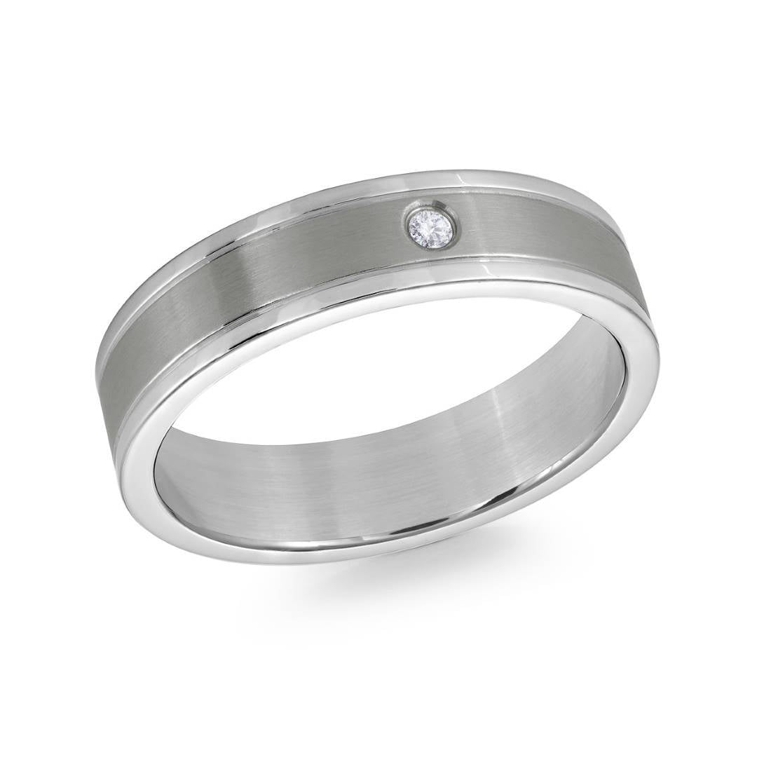 Italgem Stainless Steel with White CZ Ring