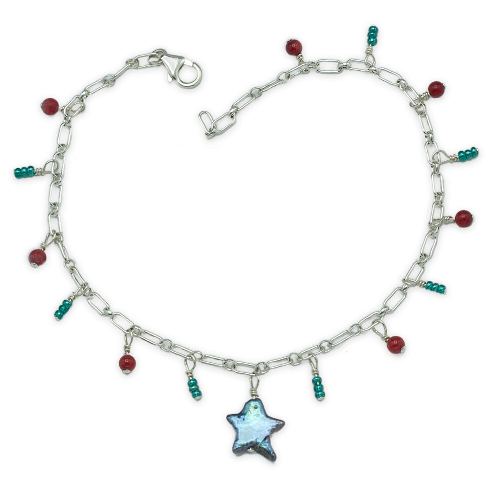 Pearl Star Sterling Silver Anklet