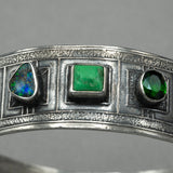 Tabra Boulder Opal and Tourmaline Sterling Silver Bangle
