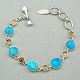 Turquoise and Rutilated Quartz Sterling Silver Bracelet