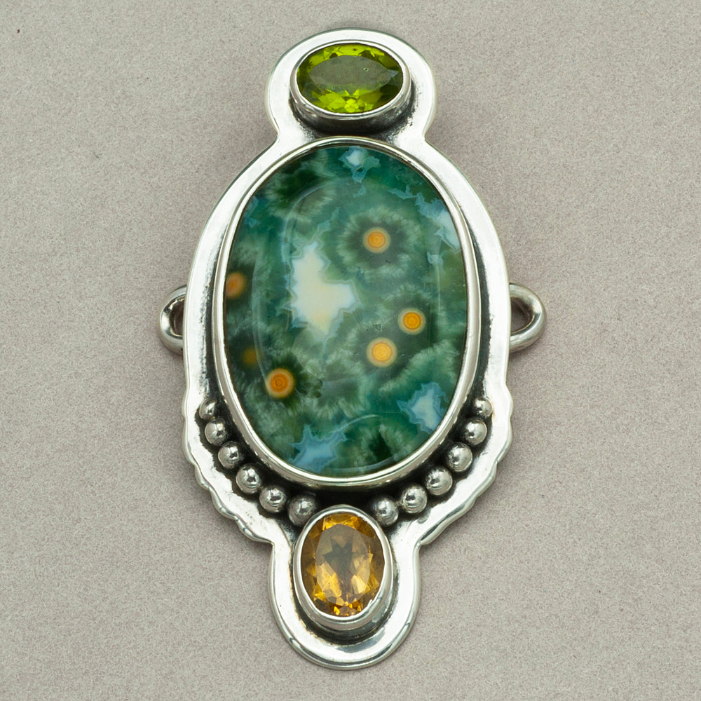 Tabra Ocean Jasper, Peridot and Citrine Charm
