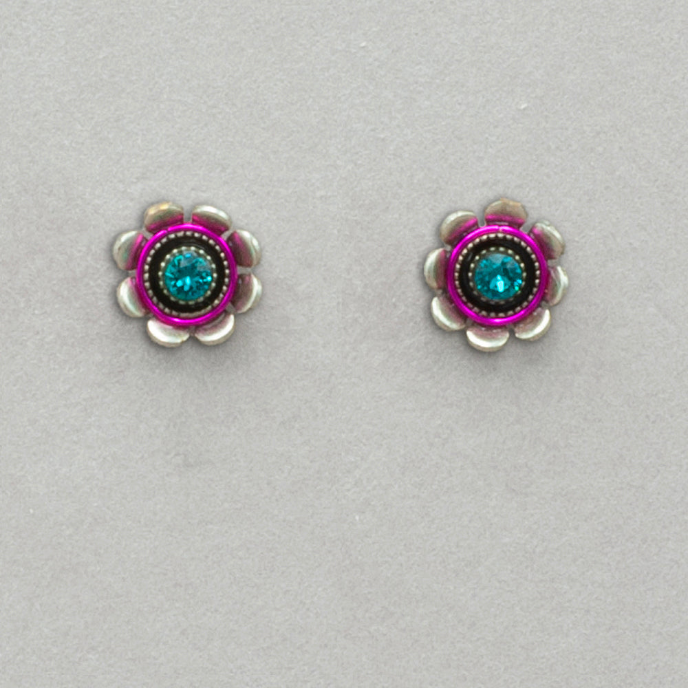 Firefly Stud Mini Big Flower Post Earring - Multicolor