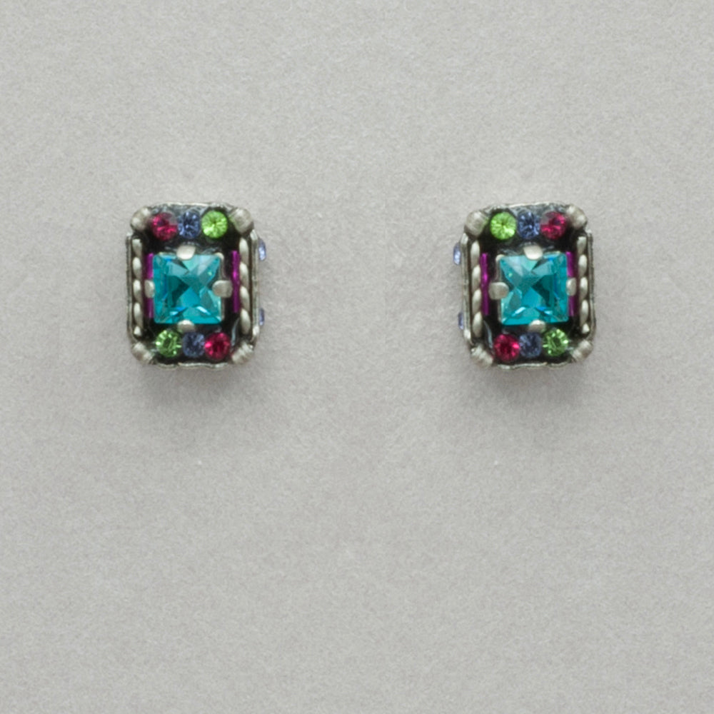 Firefly Stud Mini Rectangle Post Earring - Multicolor