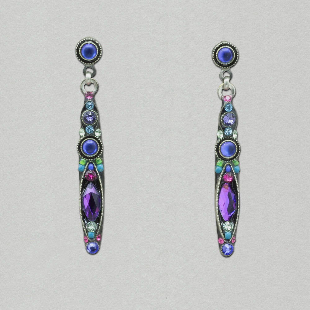 Firefly Navette Linear Post Earring - Tanzanite