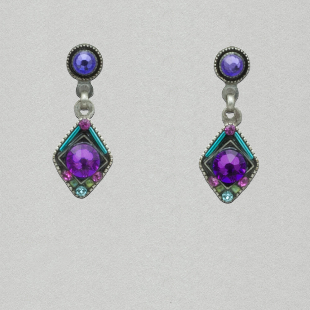 Firefly Carmel Diamond Shape Post Earring - Purple