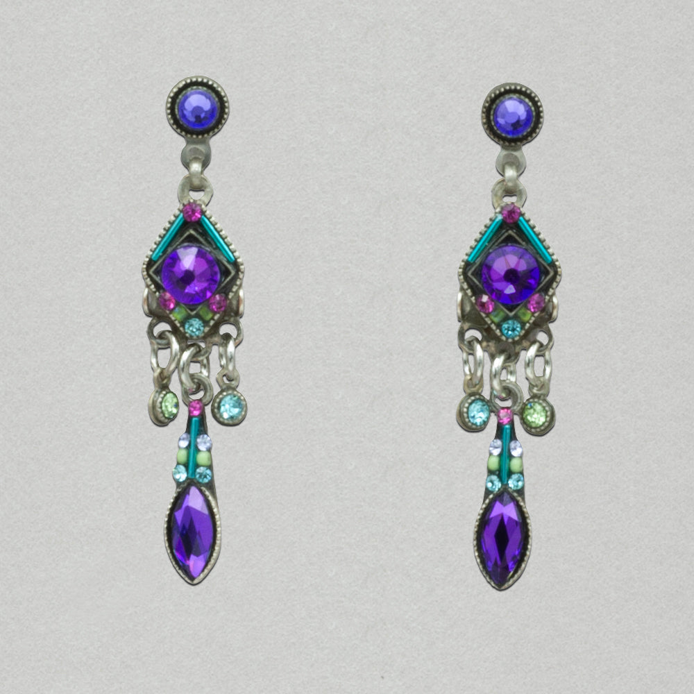 Firefly Carmel Three Tier Post Earring - Purple