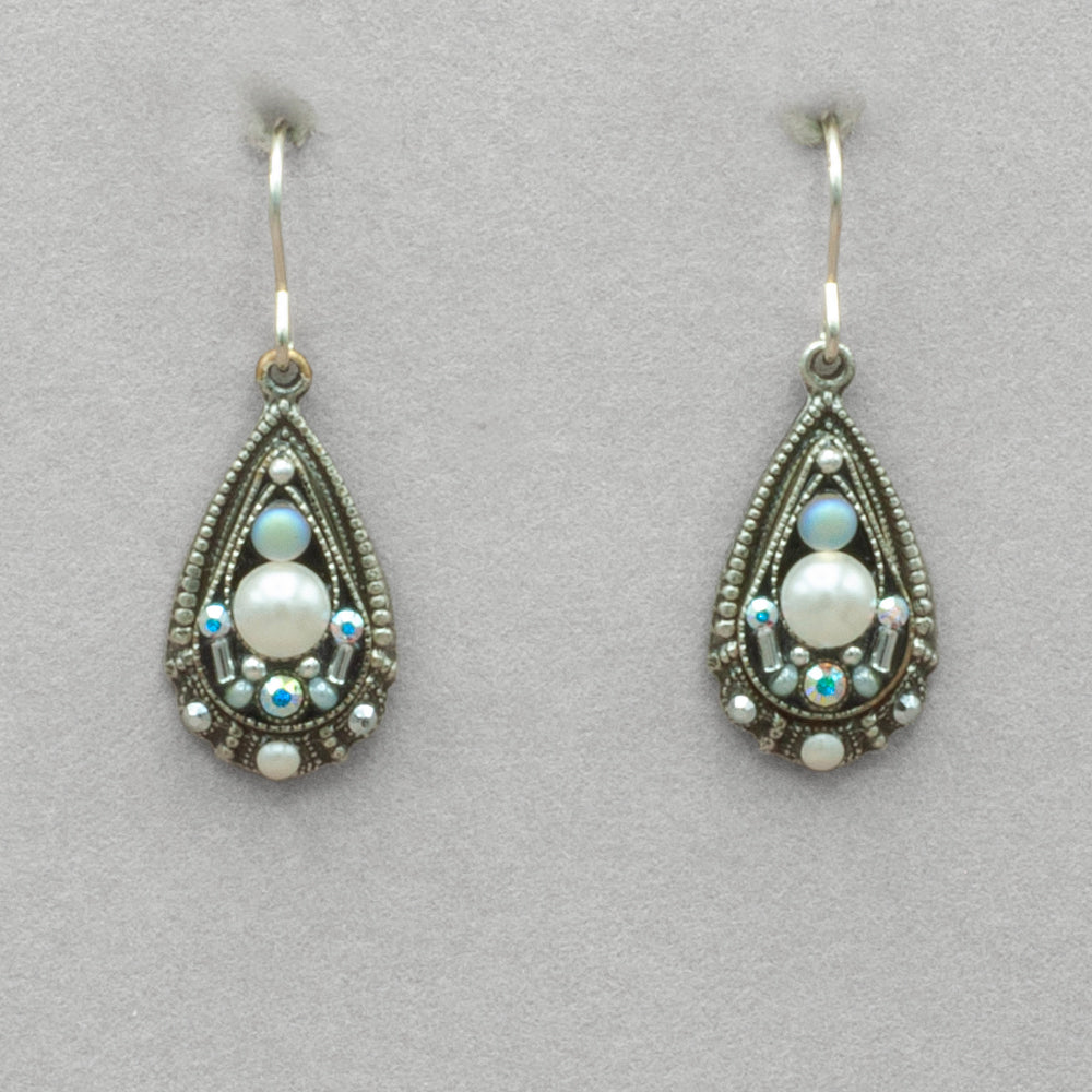 Firefly Glass Pearl Drop Earrings - White