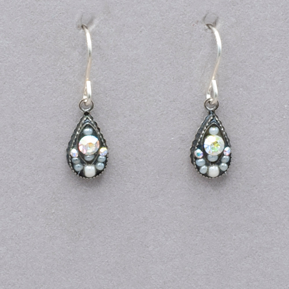 Firefly Flora Glass Pearl and Crystal Earrings - White