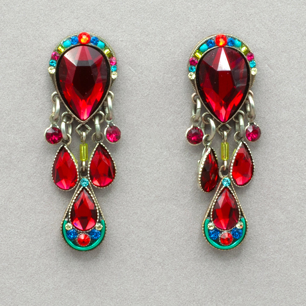 Firefly Elizabeth Chandelier Post Earrings - Red