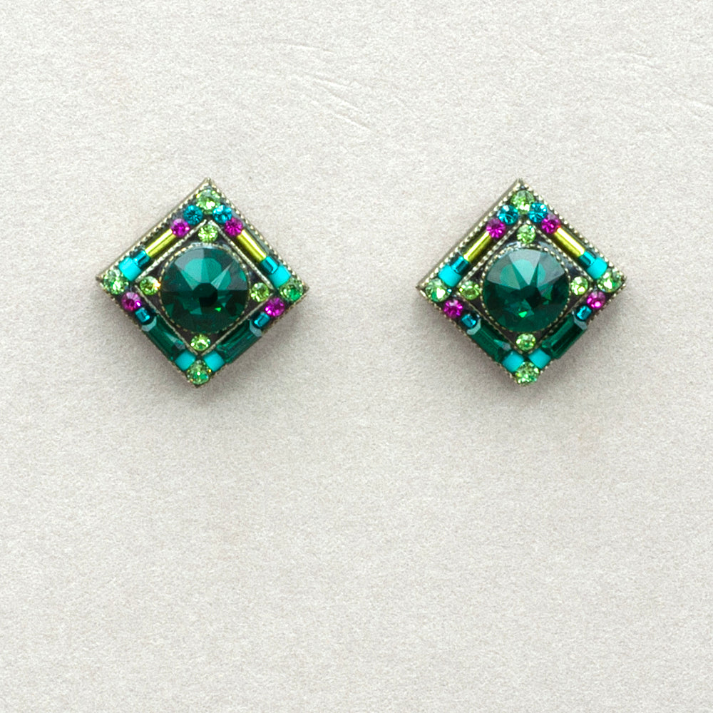 Firefly Contessa Diamond Post Earrings - Emerald