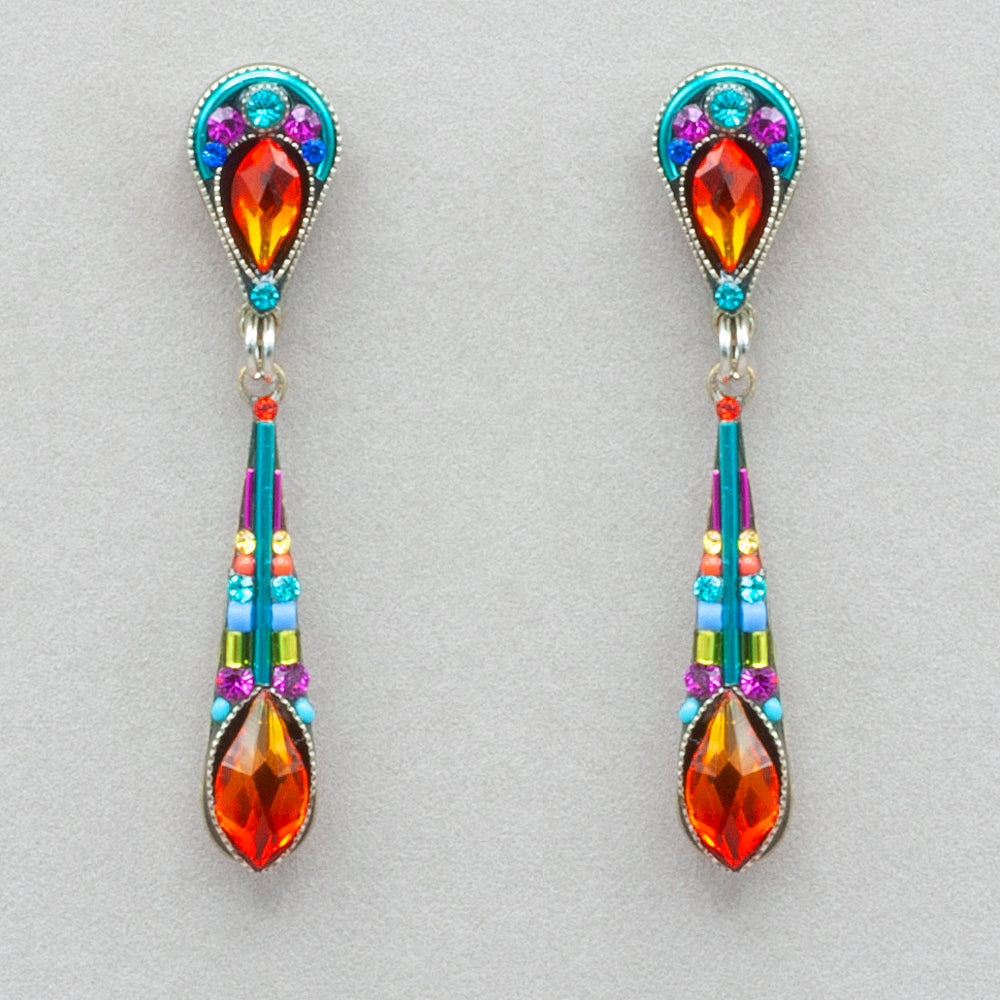 Firefly Contessa Medium Elongated Drop Post Earrings - Multicolor