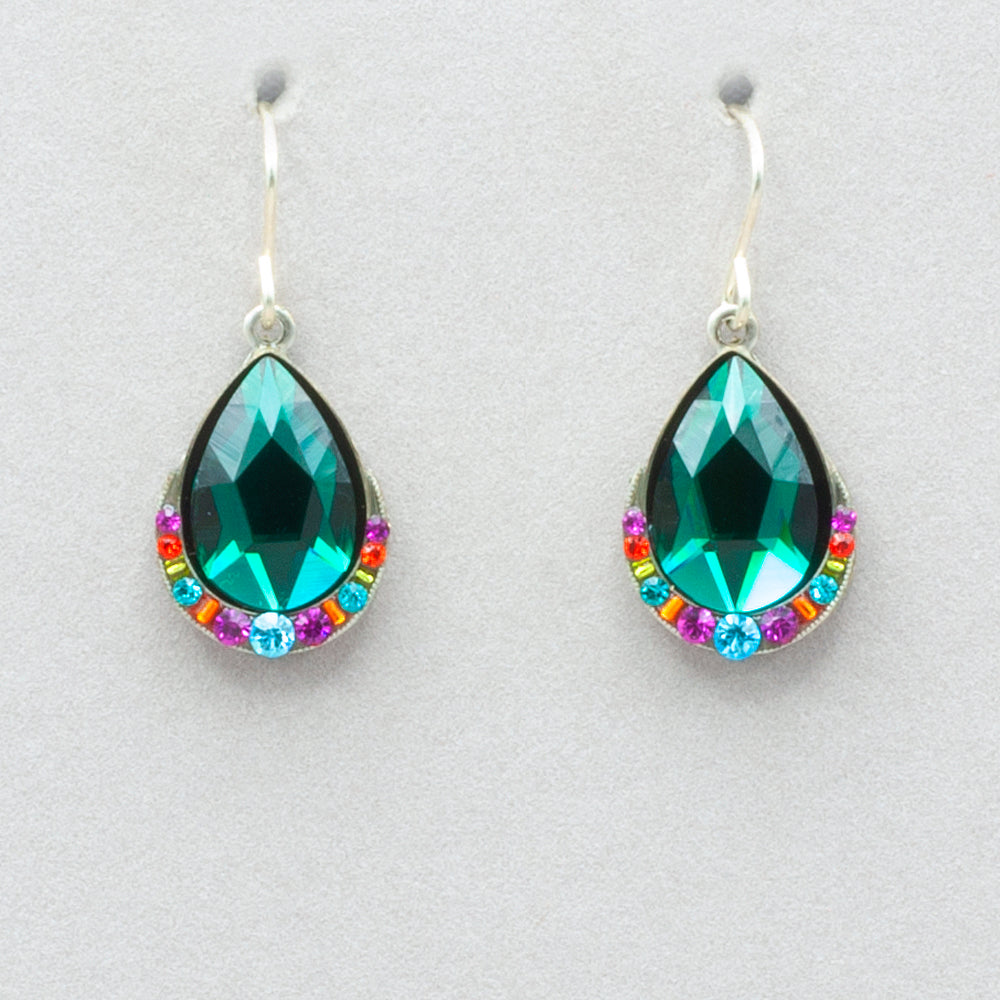 Firefly Simple Drop Wide Earrings - Emerald