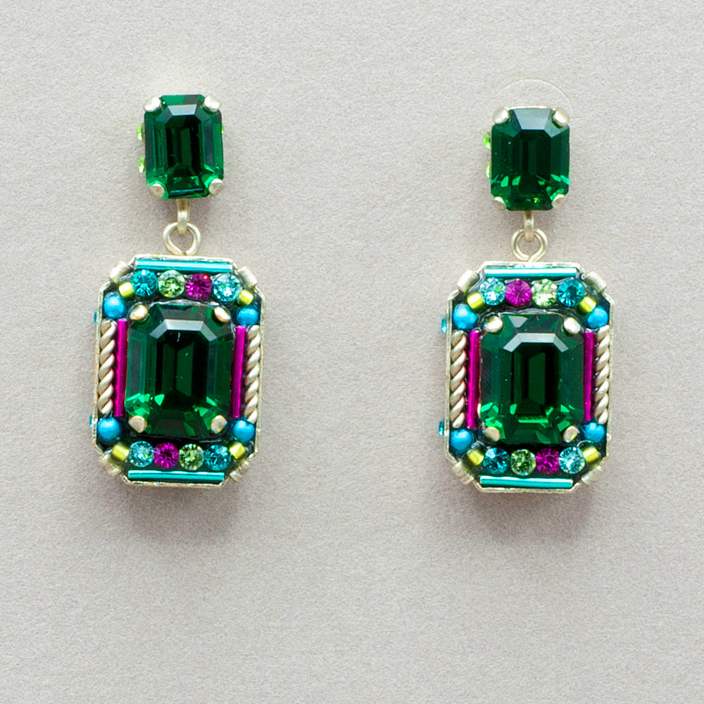 Firefly Duchess Medium Post Earring - Emerald