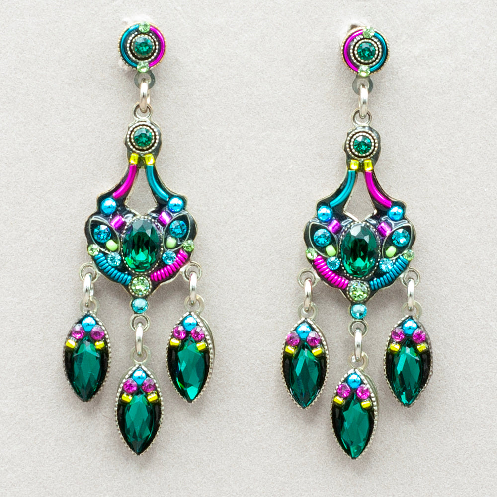 Firefly Chandelier Post Earrings - Emerald