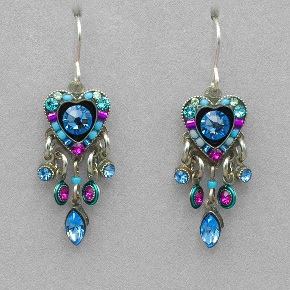Firefly Heart with Dangles Earrings- Light Blue