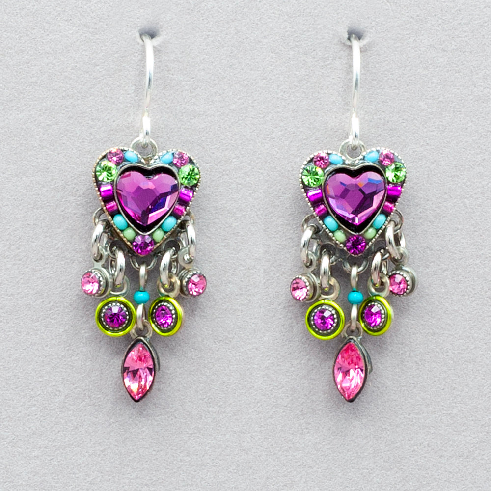 Firefly Heart with Dangles Earrings - Rose