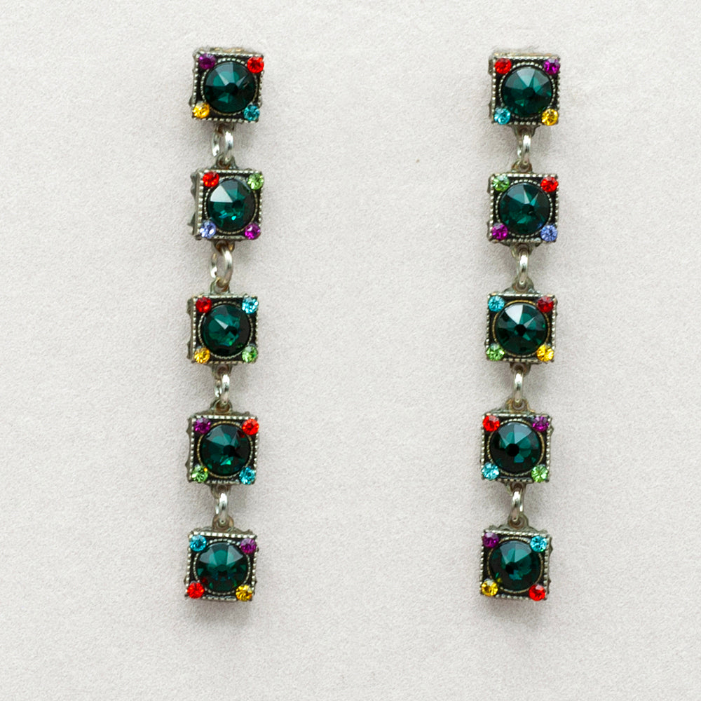 Firefly Emerald Linear Post Earrings - Emerald