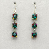 Firefly Emerald Linear 3 Drop Earrings