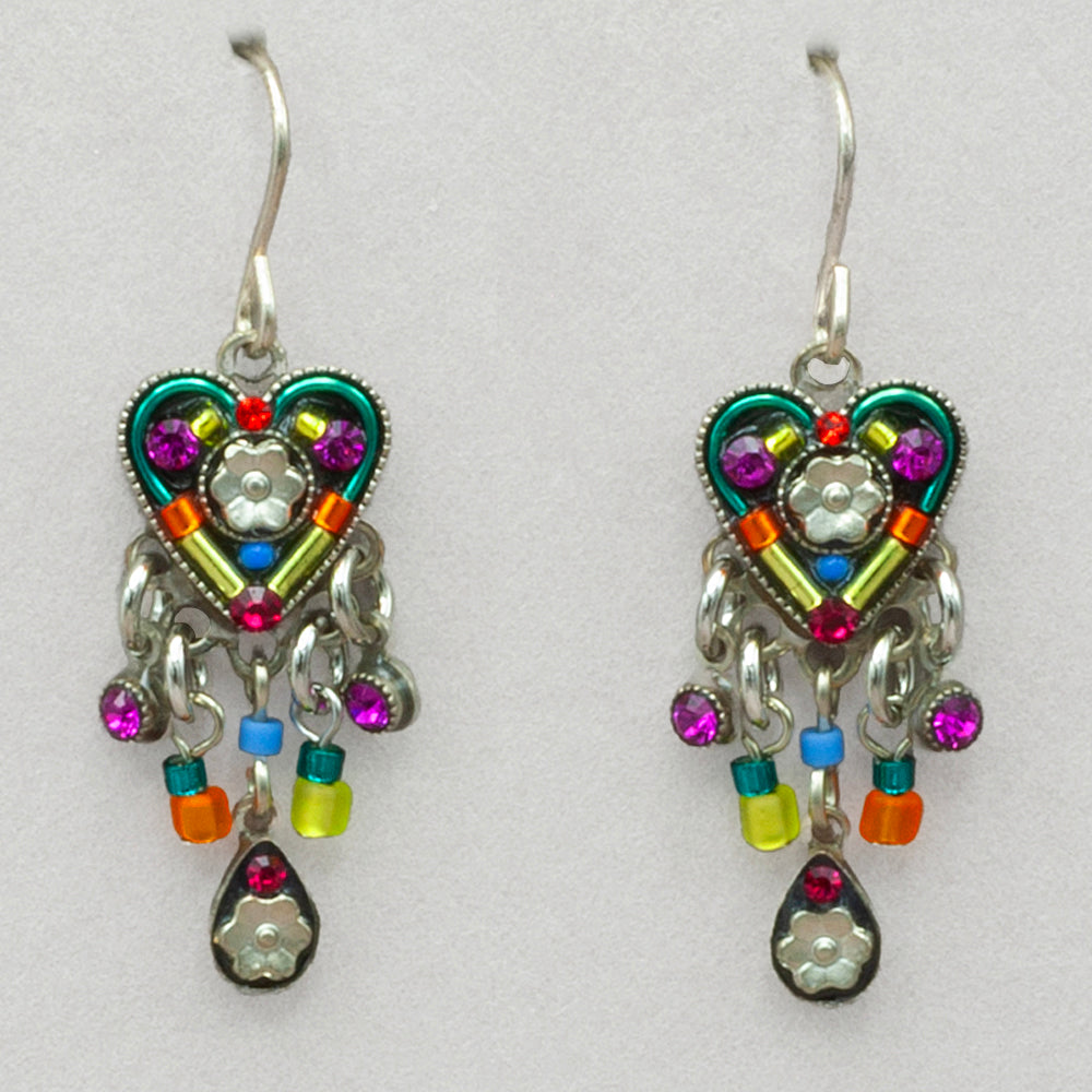 Firefly Hearts and Flowers Dangle Earring - Multicolor