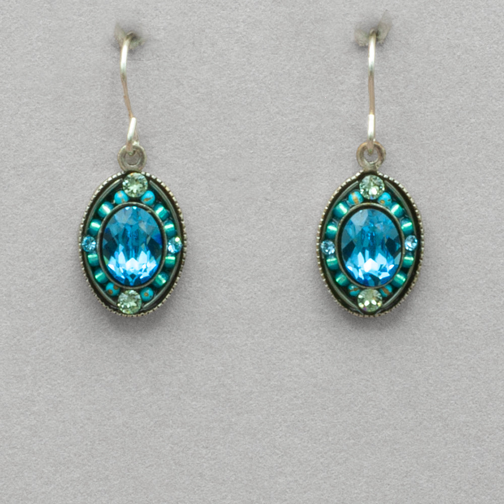 Firefly Single Medium Oval Earrings - Aqua