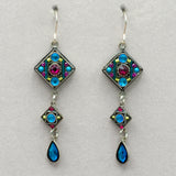 Firefly Moonlight Diamond Shape Two Tear Drop Earrings