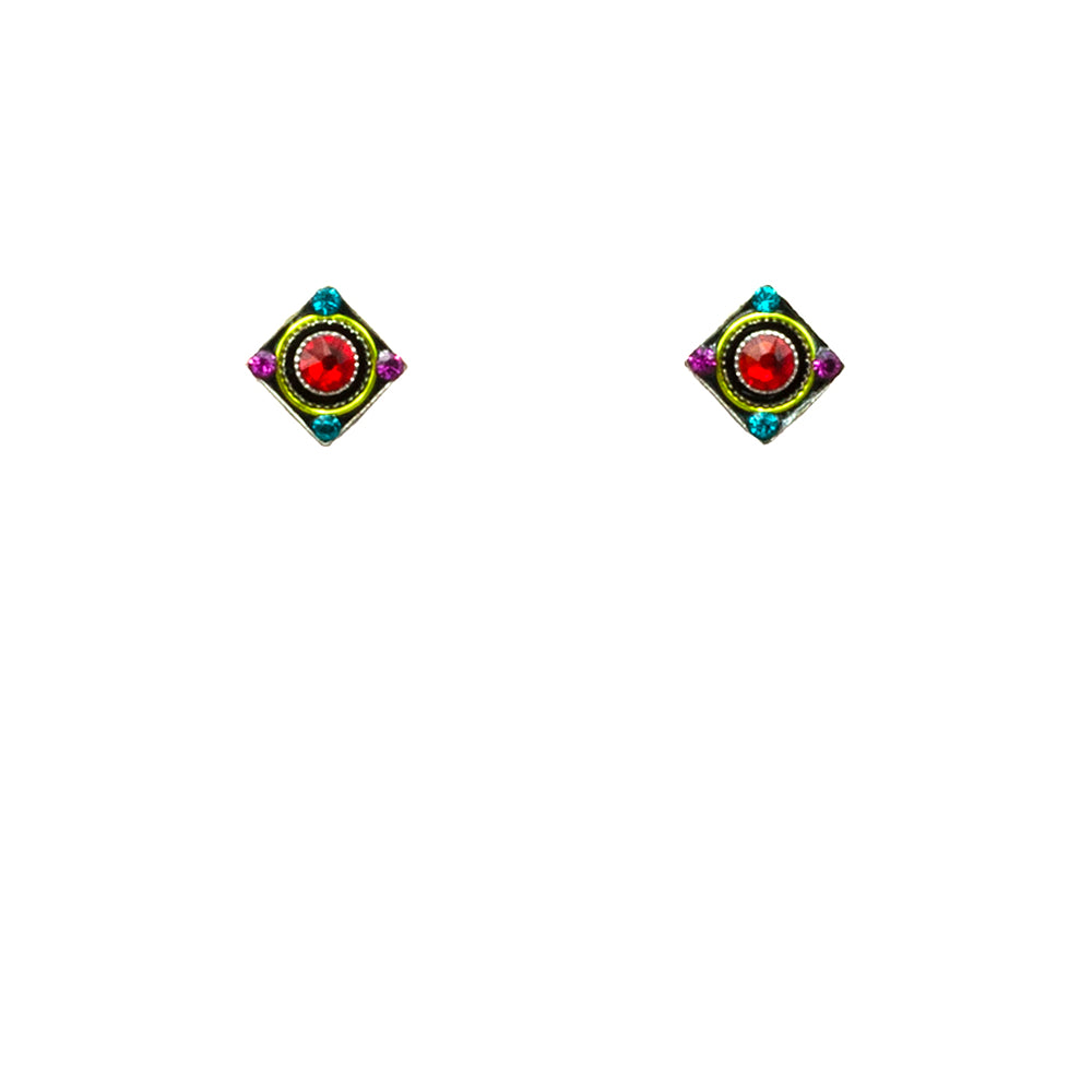 Firefly Stud Diamond Shape Post Earring - Multicolor