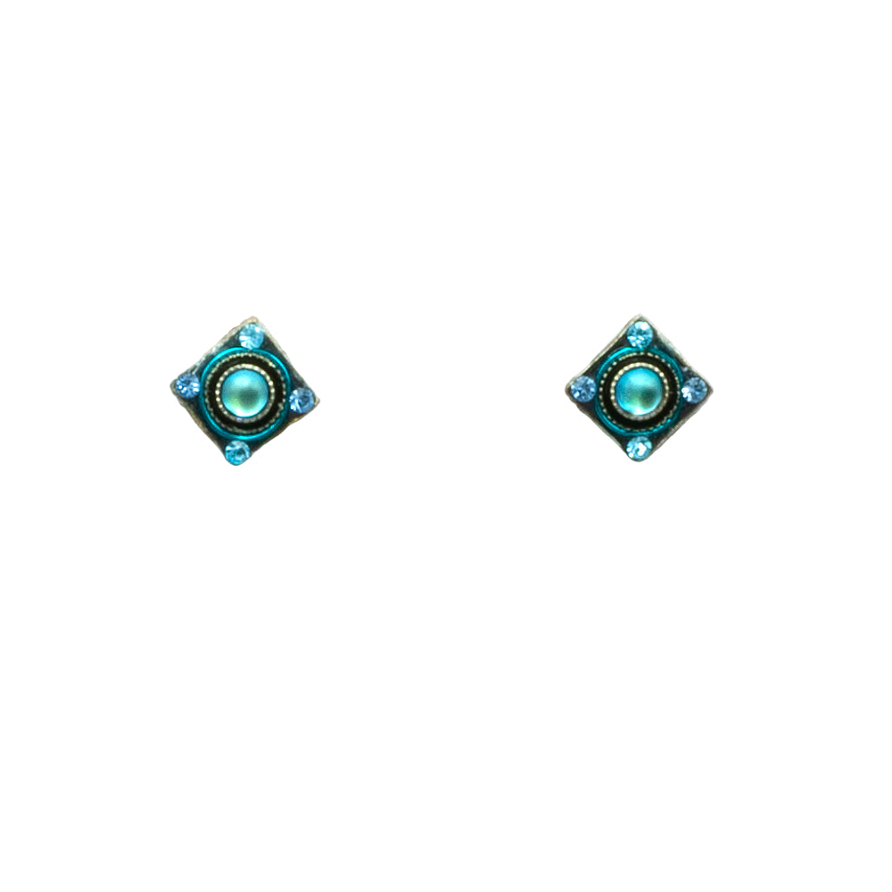 Firefly Moonlight Stud Diamond Shape Post Earrings - Light Blue