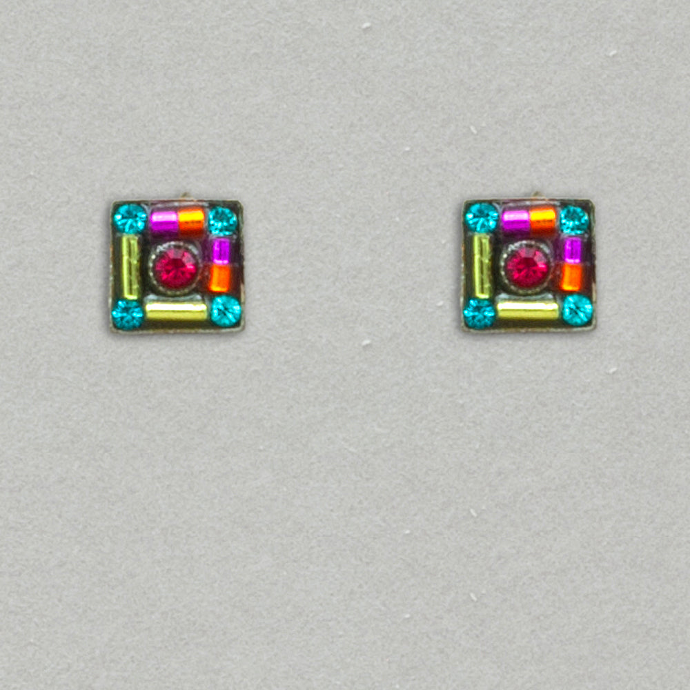 Firefly Stud Diamond Shape Post Earring - Multicolor