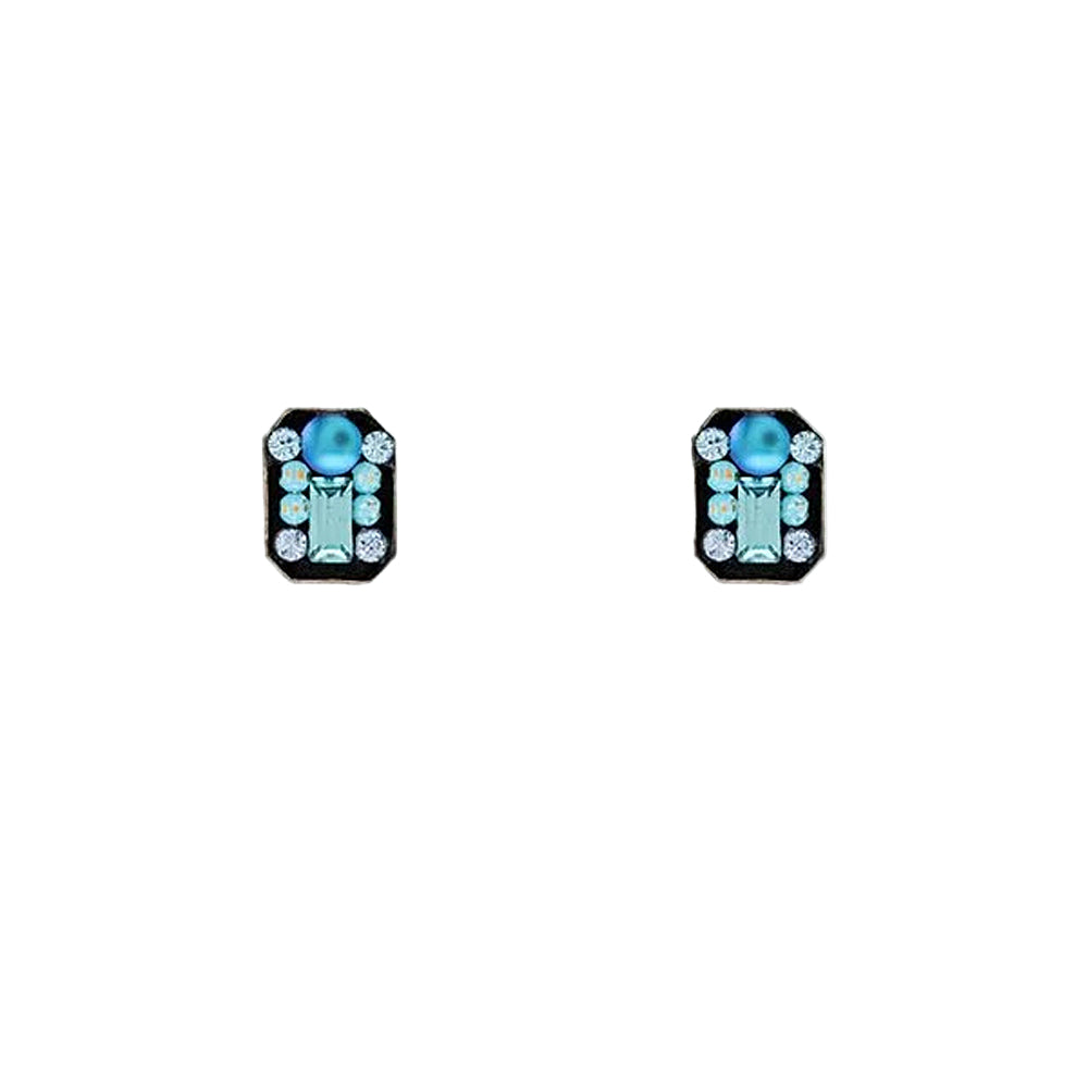 Firefly Moonlight Rectangle Stud Post Earrings - Light Blue