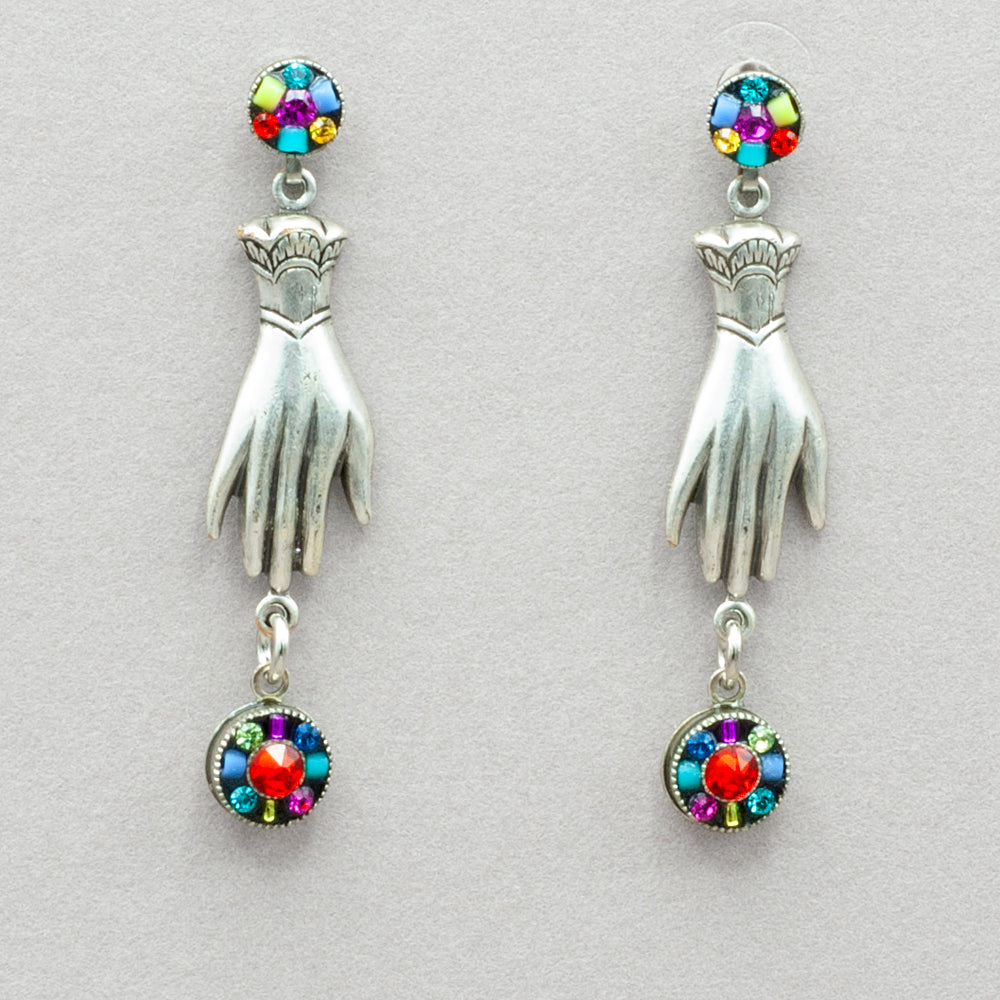 Firefly Victorian Hand Post Earrings - Multicolor