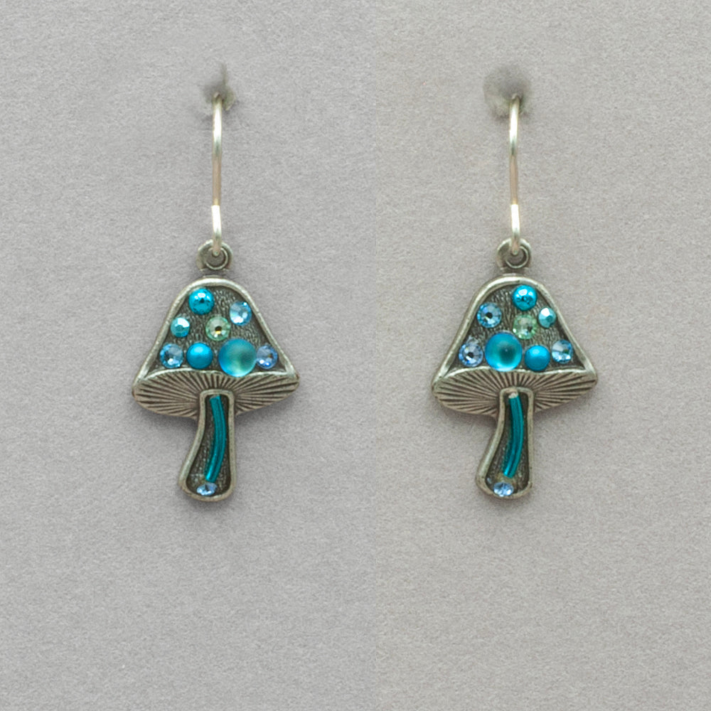 Firefly Moonlight Mushroom Earrings - Light Blue