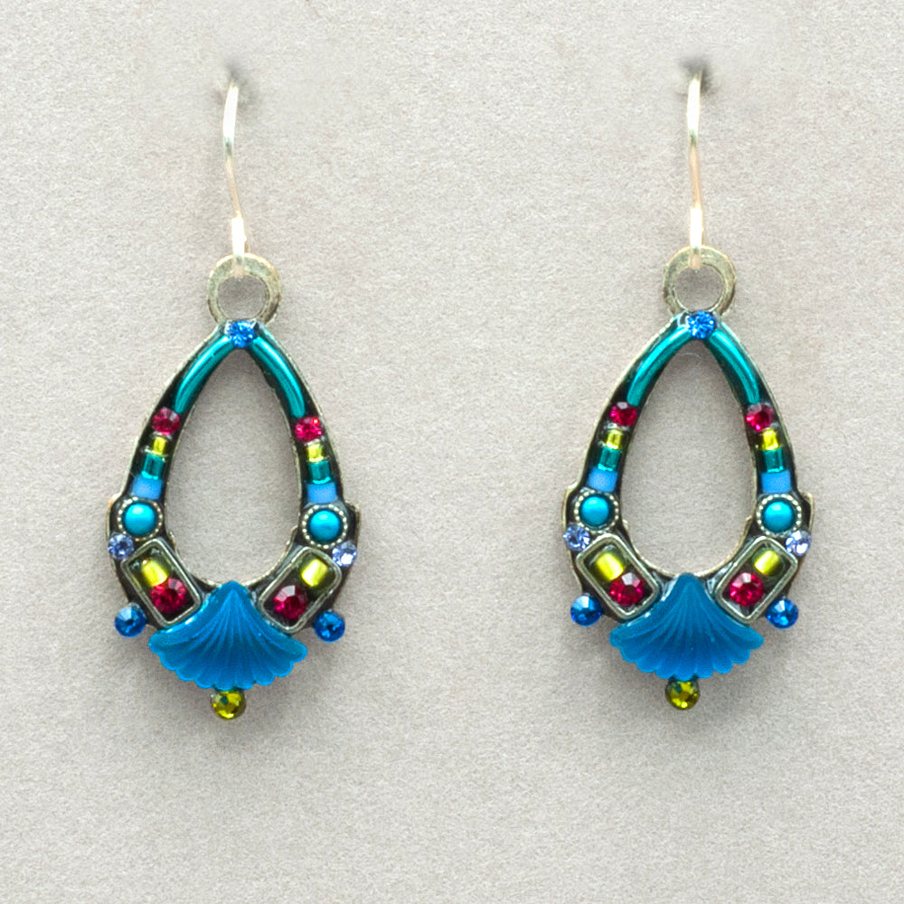 Firefly Moonlight Beach Glass Oval Hoop Earrings - Jewel Tone