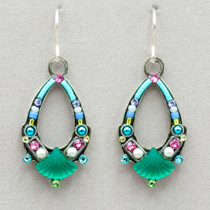 Firefly Beach Glass Oval Hoop Earrings