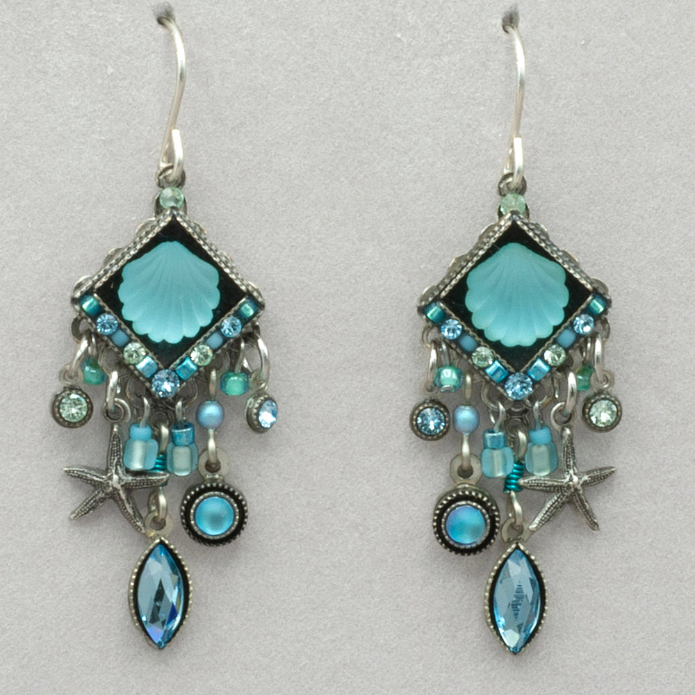 Firefly Beach Glass Waterfall Earrings - Aqua