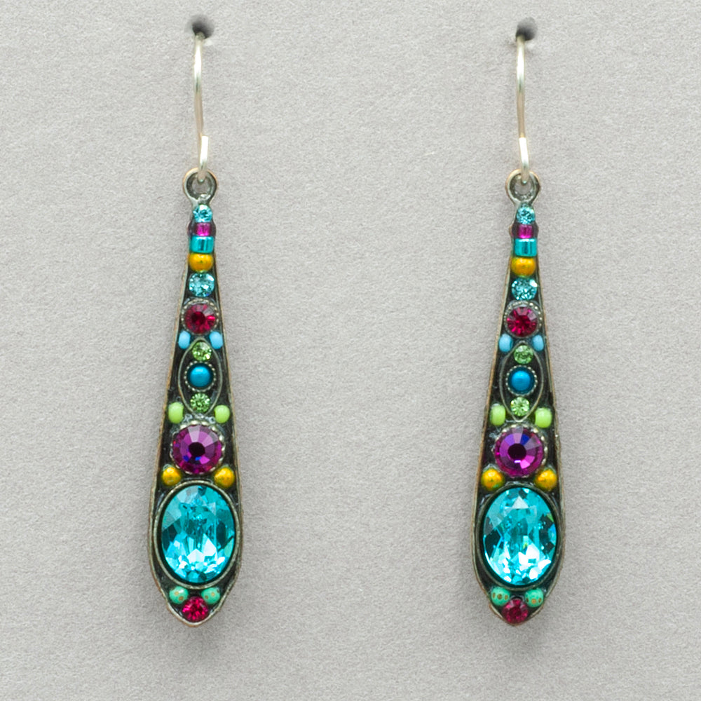 Firefly Stiletto Long Earrings - Light Turquoise