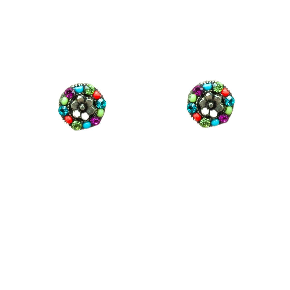 Firefly Round Stud Post Earrings - Multicolor