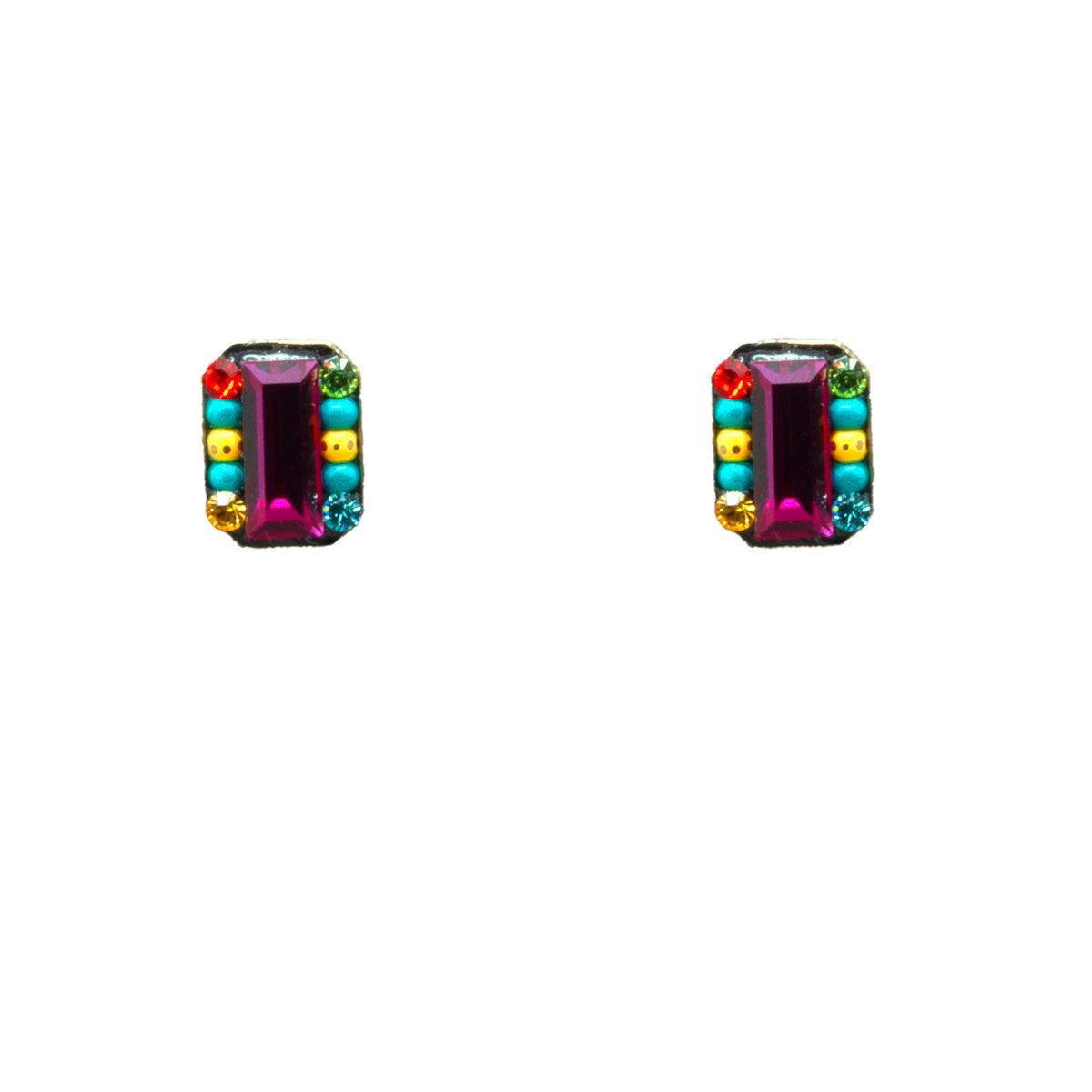 Firefly Rectangle Stud Post Earrings - Multicolor