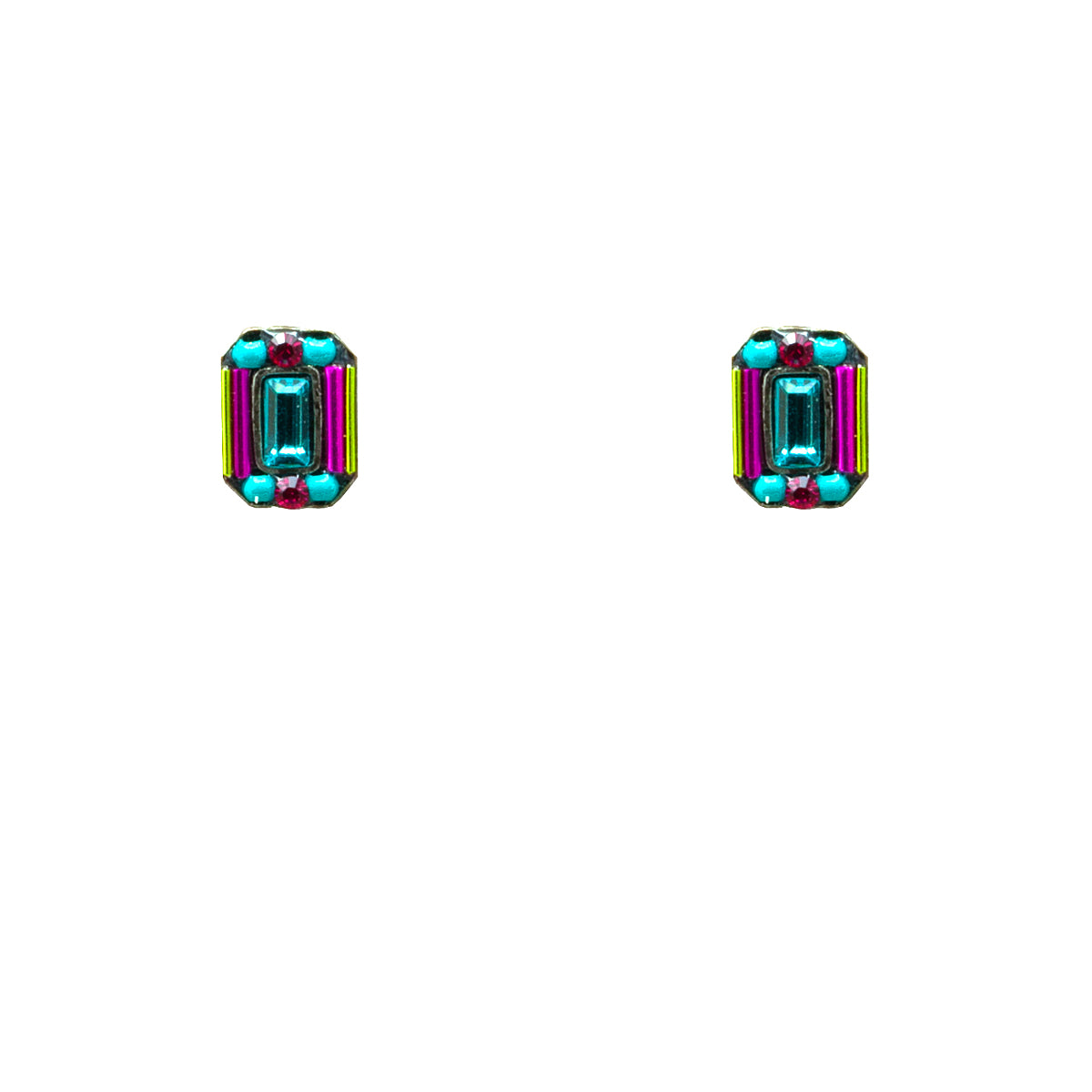 Firefly Rectangle Stud Post Earrings - Multicolor