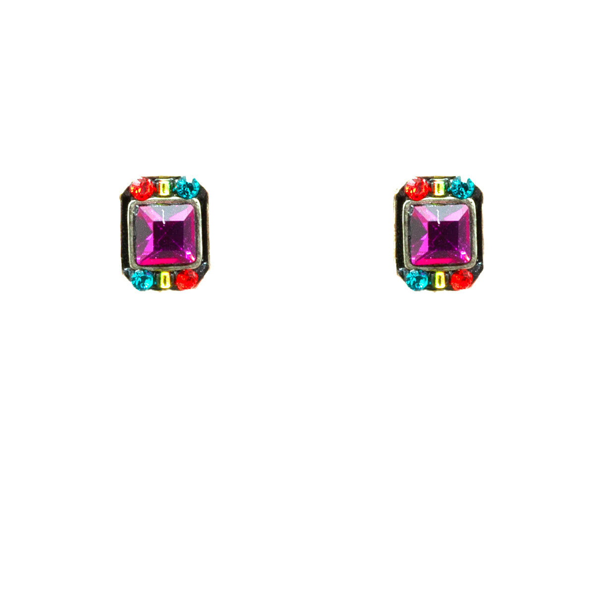 Firefly Rectangle Stud Post Earrings - Multicolor