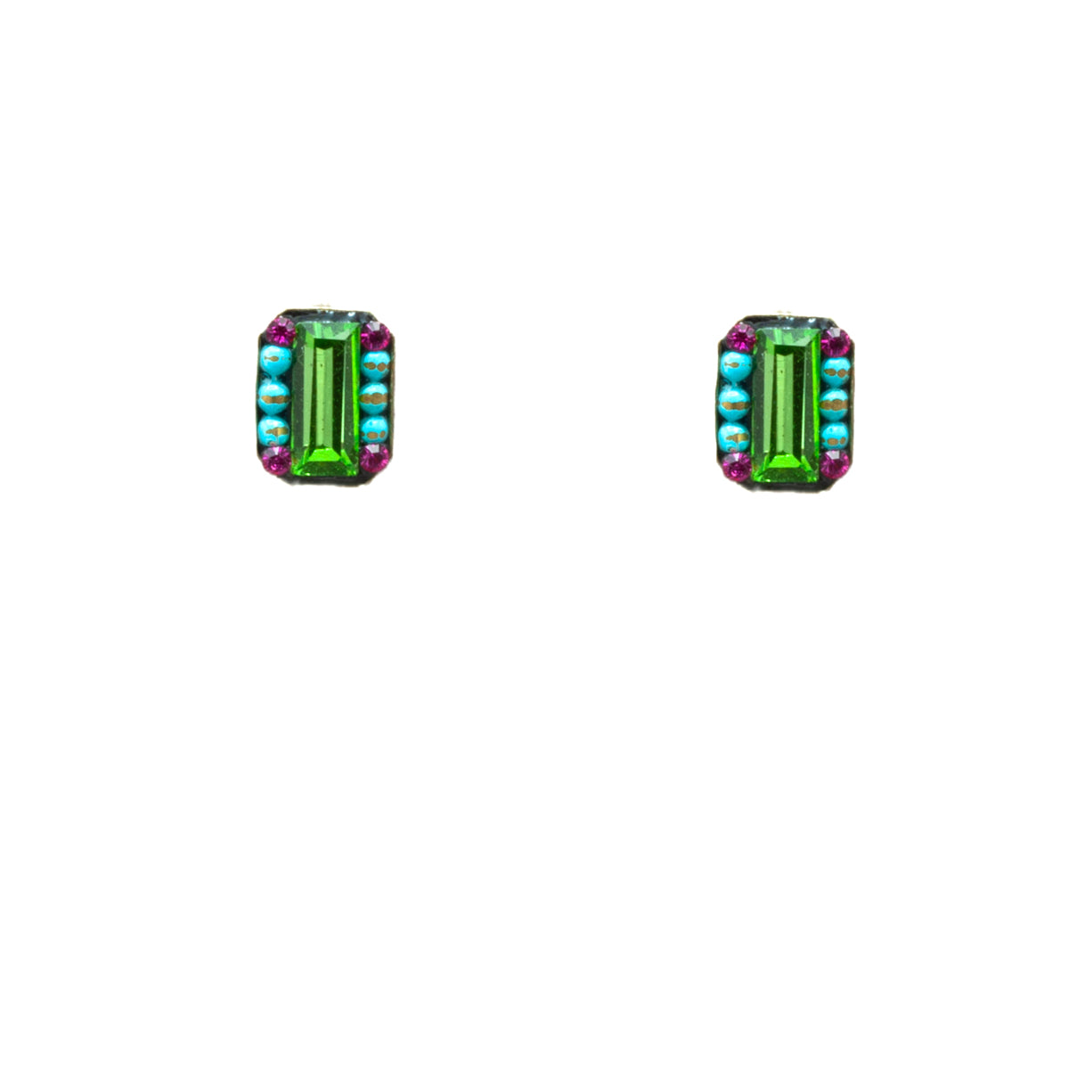 Firefly Rectangle Stud Post Earrings - Multicolor