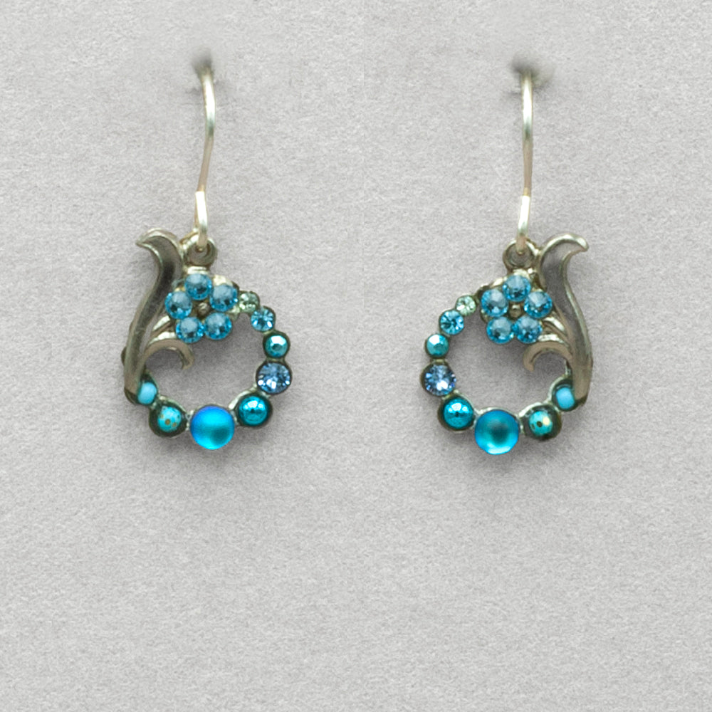 Firefly Moonlight Petite Hoop Flower Earrings - Light Blue
