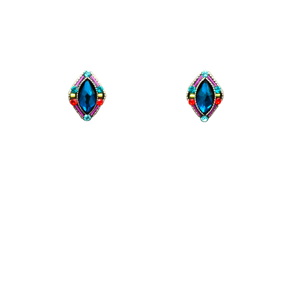 Firefly Architectural Navette Stud Earring - Multicolor
