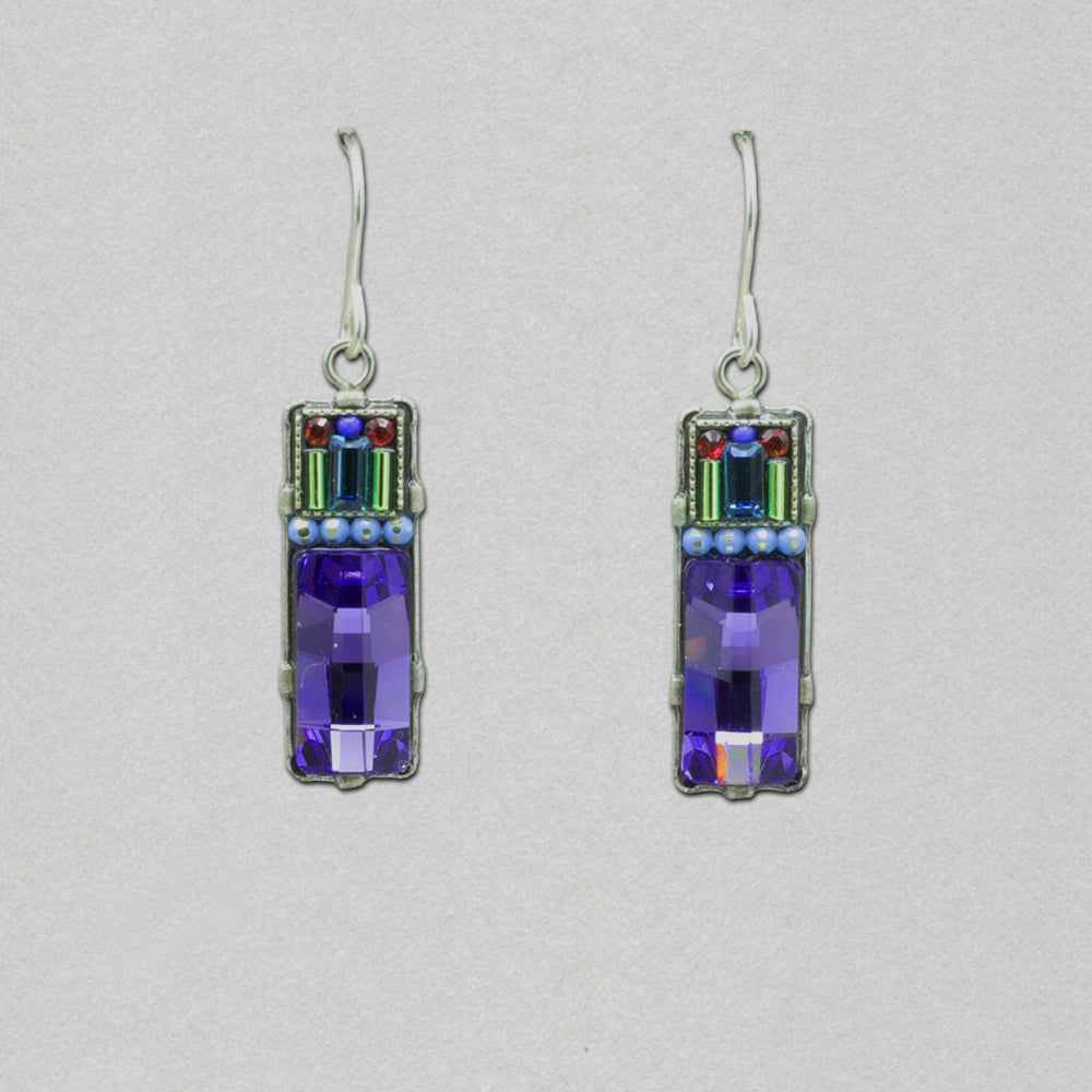 Firefly Architectural Rectangle Shape Earring- Tanzanite