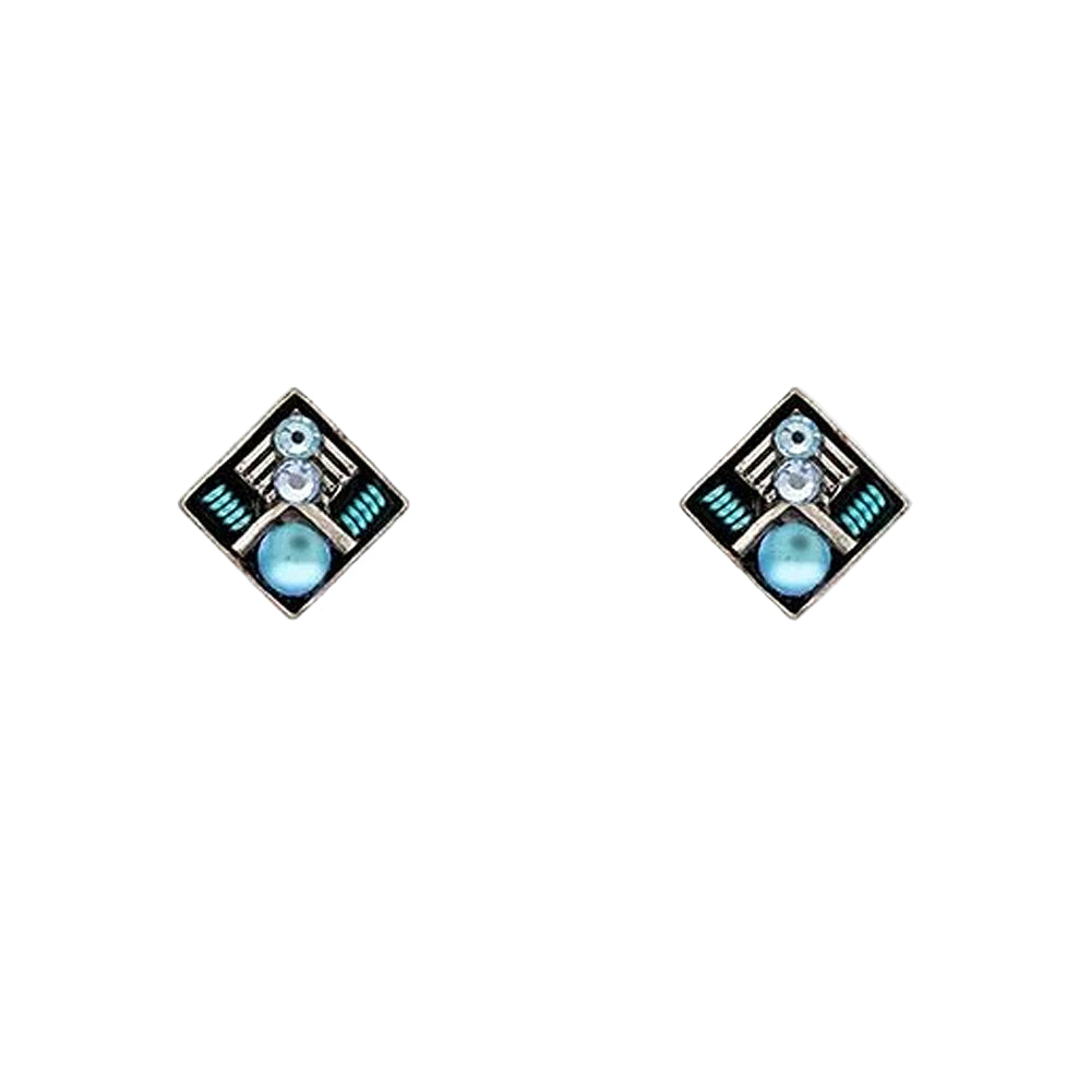 Firefly Moonlight Diamond-Shape Stud Post Earrings - Light Blue
