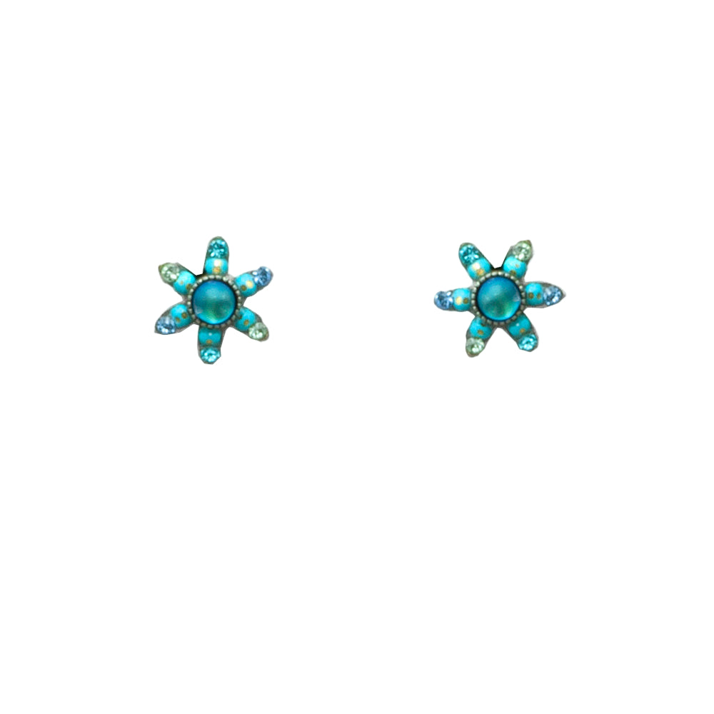 Firefly Moonlight Sunflower Stud Post Earrings - Light Blue