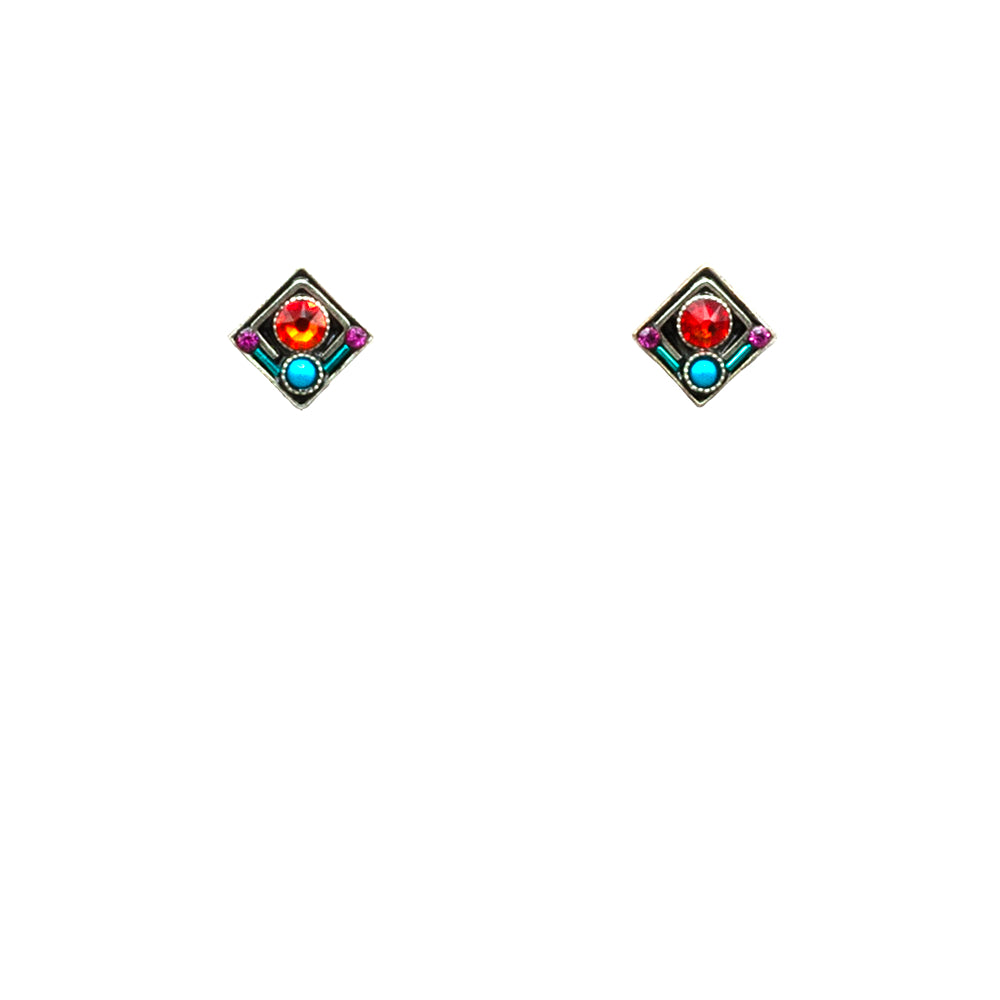 Firefly Stud Diamond Shape Earring - Multicolor